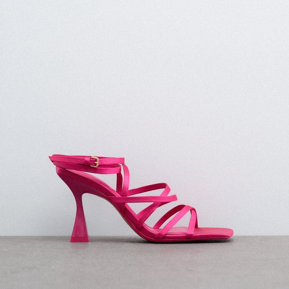 Zara pink lace up heel